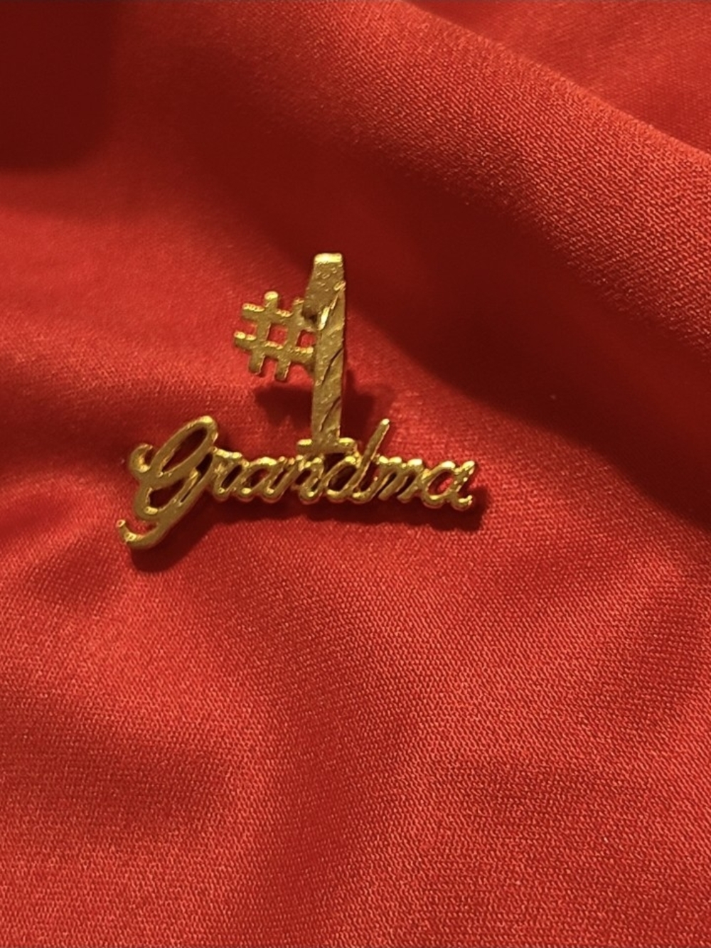 Vintage Gold-tone #1 Grandma Script Brooch